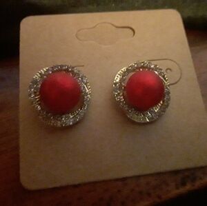 Red and Gold Stud Earrings NIP
